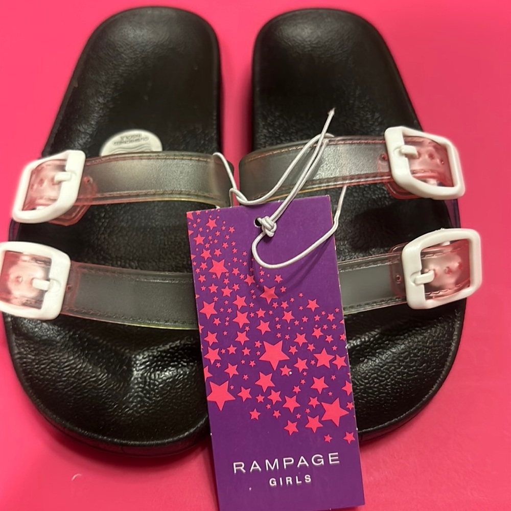 RAMPAGE GIRLS BUCKLE SANDAL: BLACK: NWT: SZ 11/12
